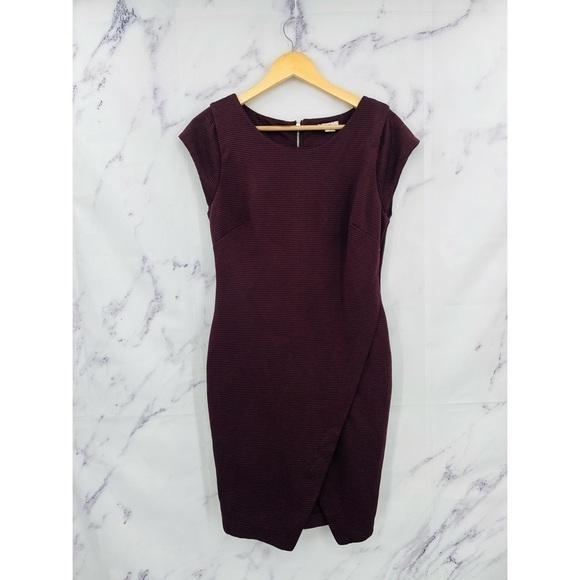 E033 Bar III Ribbed Envelope Hem Mini Dress in Dark Prune - Picture 3 of 6